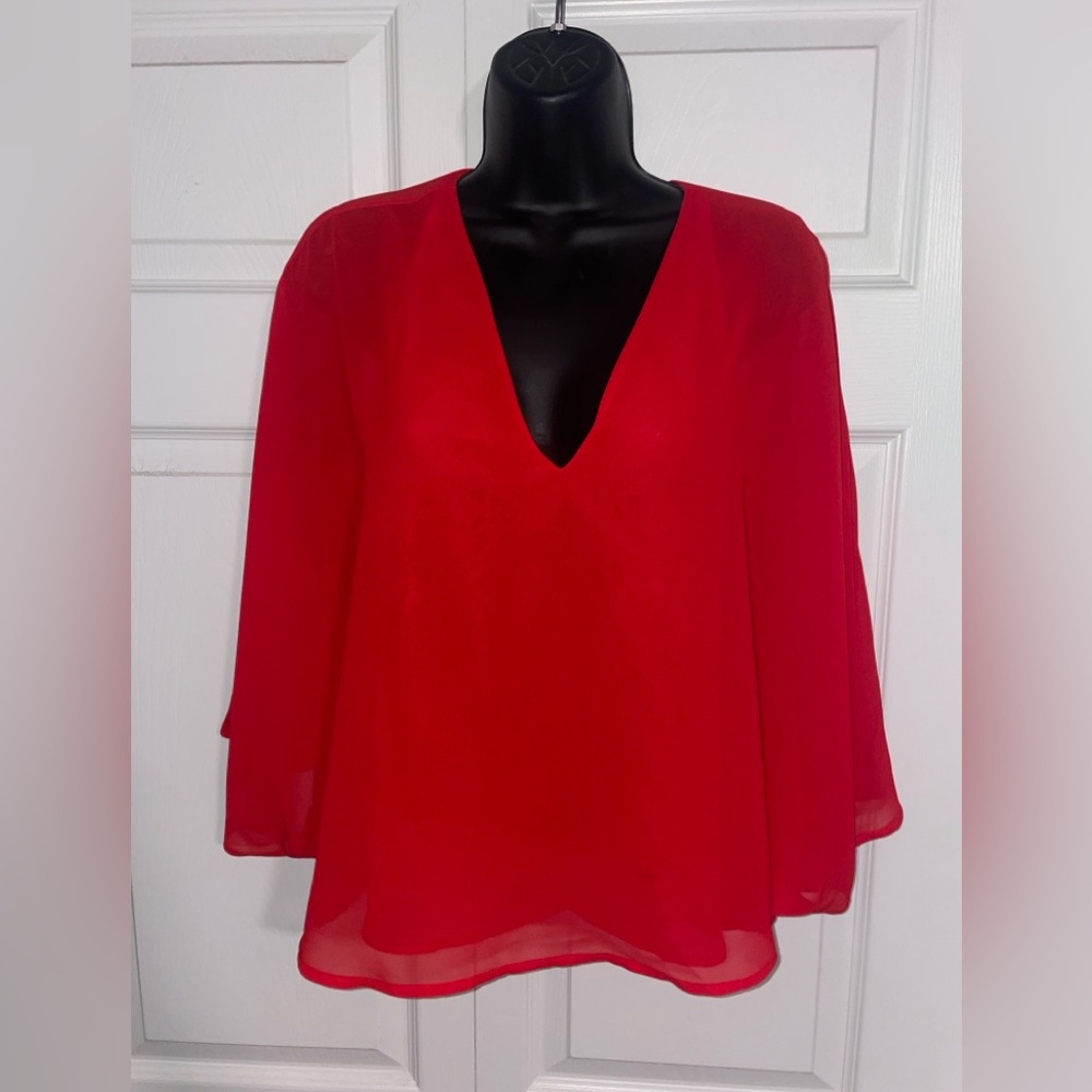 Express women’s medium red flowy top
